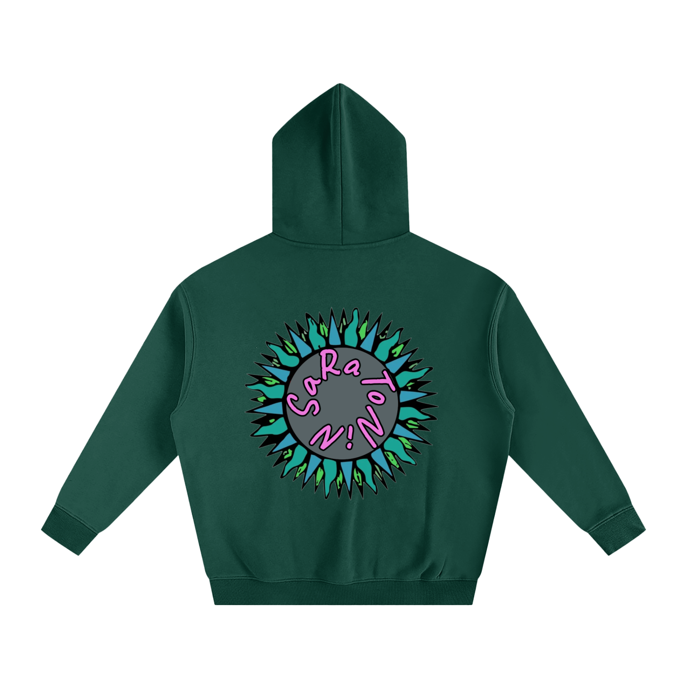 SaRaToNiN FoReSt gReeN/PiNk Oversized Fleeced Hoodie