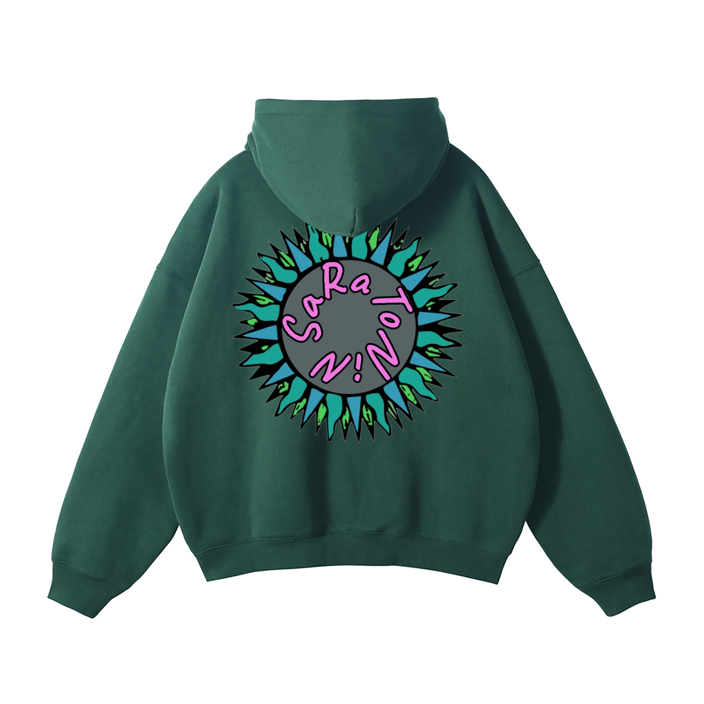 SaRaToNiN FoReSt gReeN/PiNk Oversized Fleeced Hoodie