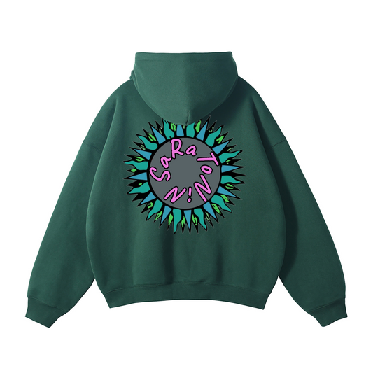SaRaToNiN FoReSt gReeN/PiNk Oversized Fleeced Hoodie
