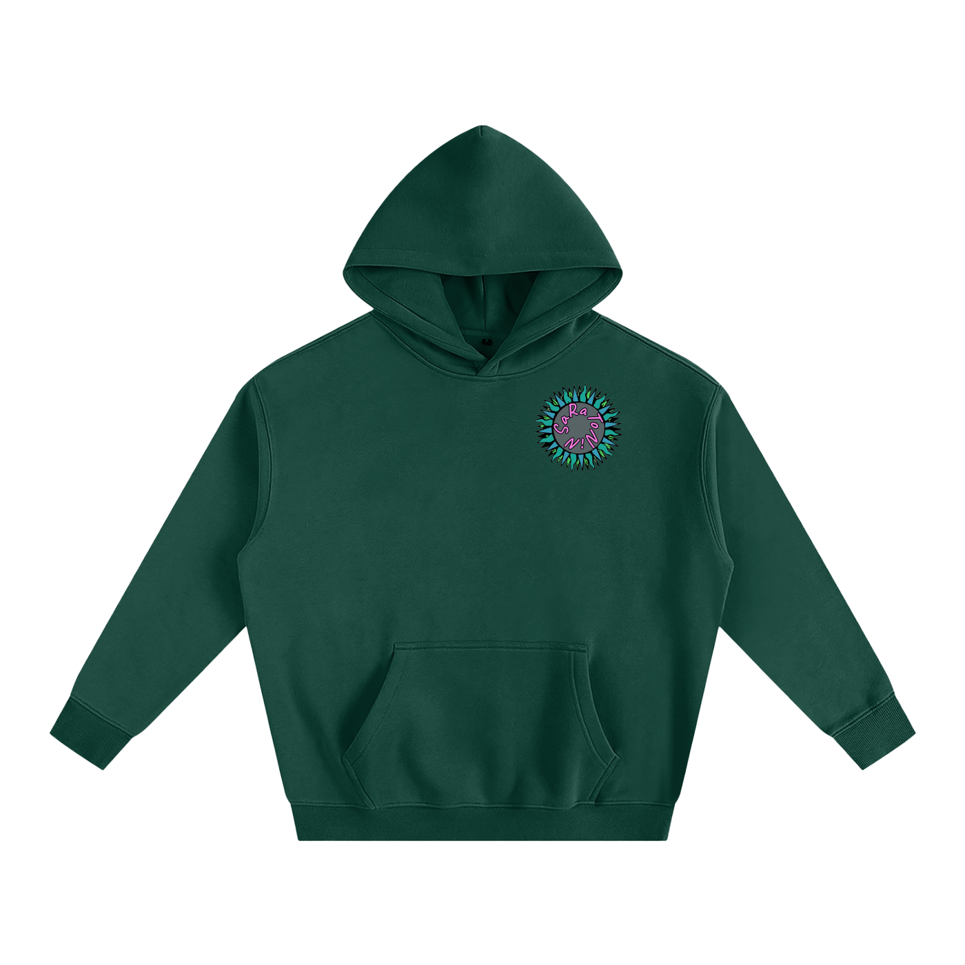 SaRaToNiN FoReSt gReeN/PiNk Oversized Fleeced Hoodie