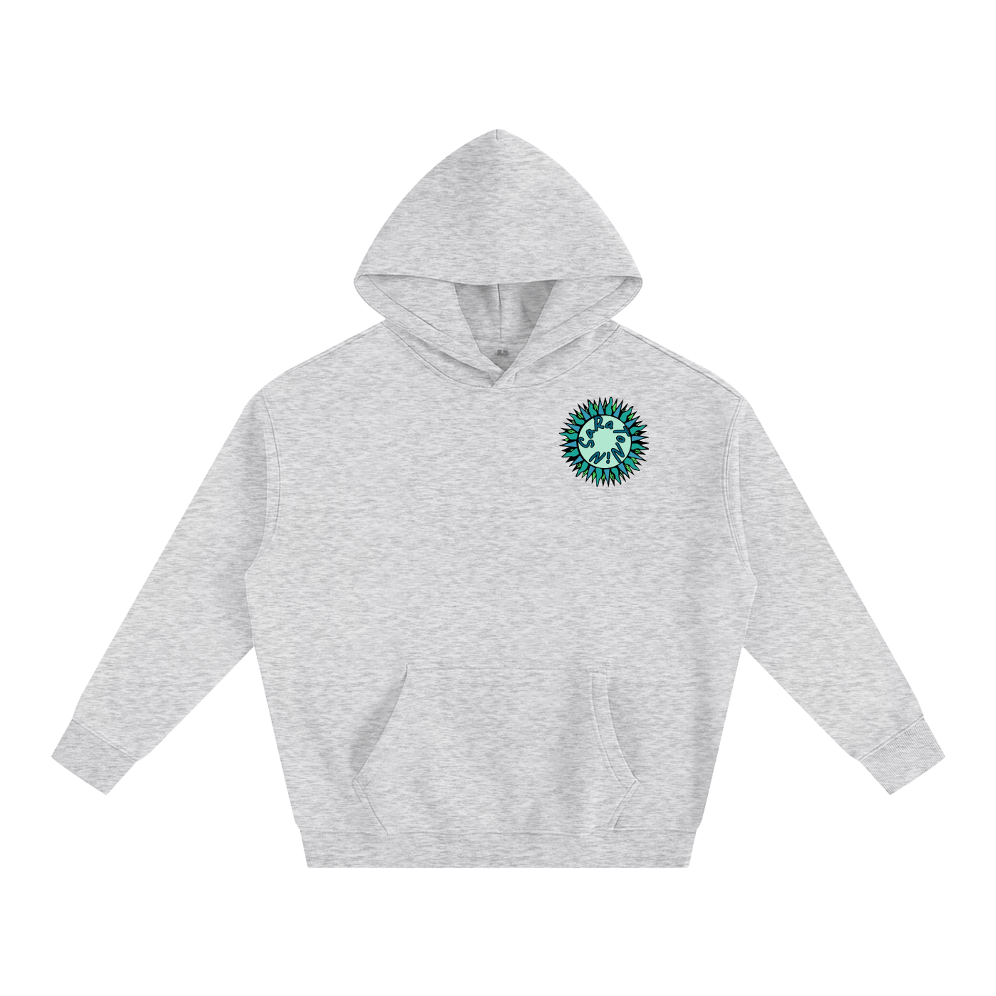 SaRaToNiN LiGhT gRaY/MiNt Oversized Fleeced Hoodie