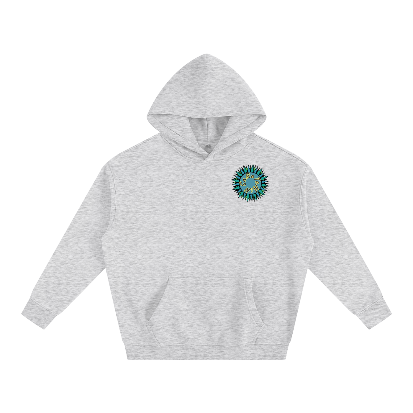 SaRaToNiN LiGhT gRay/BrOwN Oversized Fleeced Hoodie