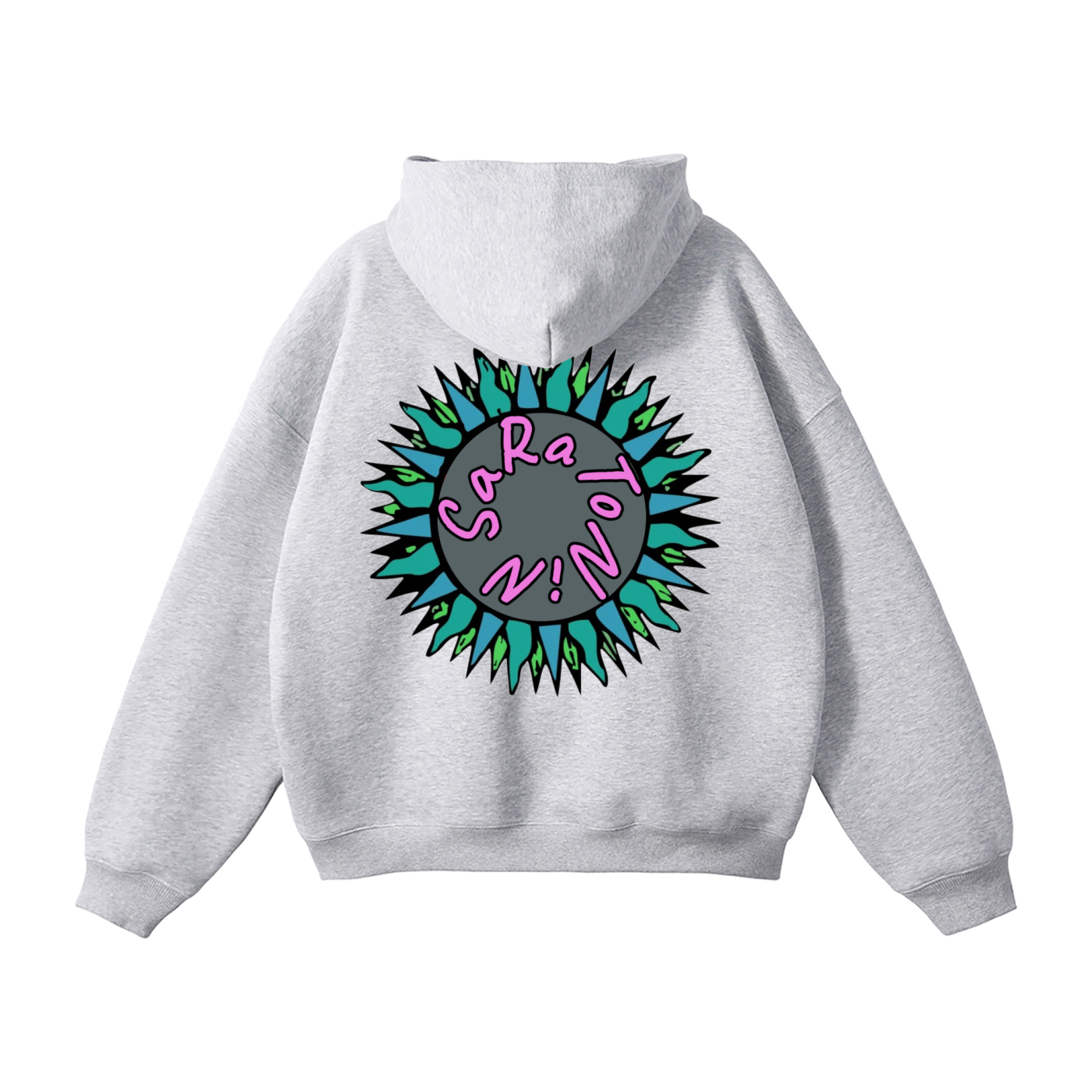 SaRaToNiN LiGhT gRaY/PiNk Oversized Fleeced Hoodie