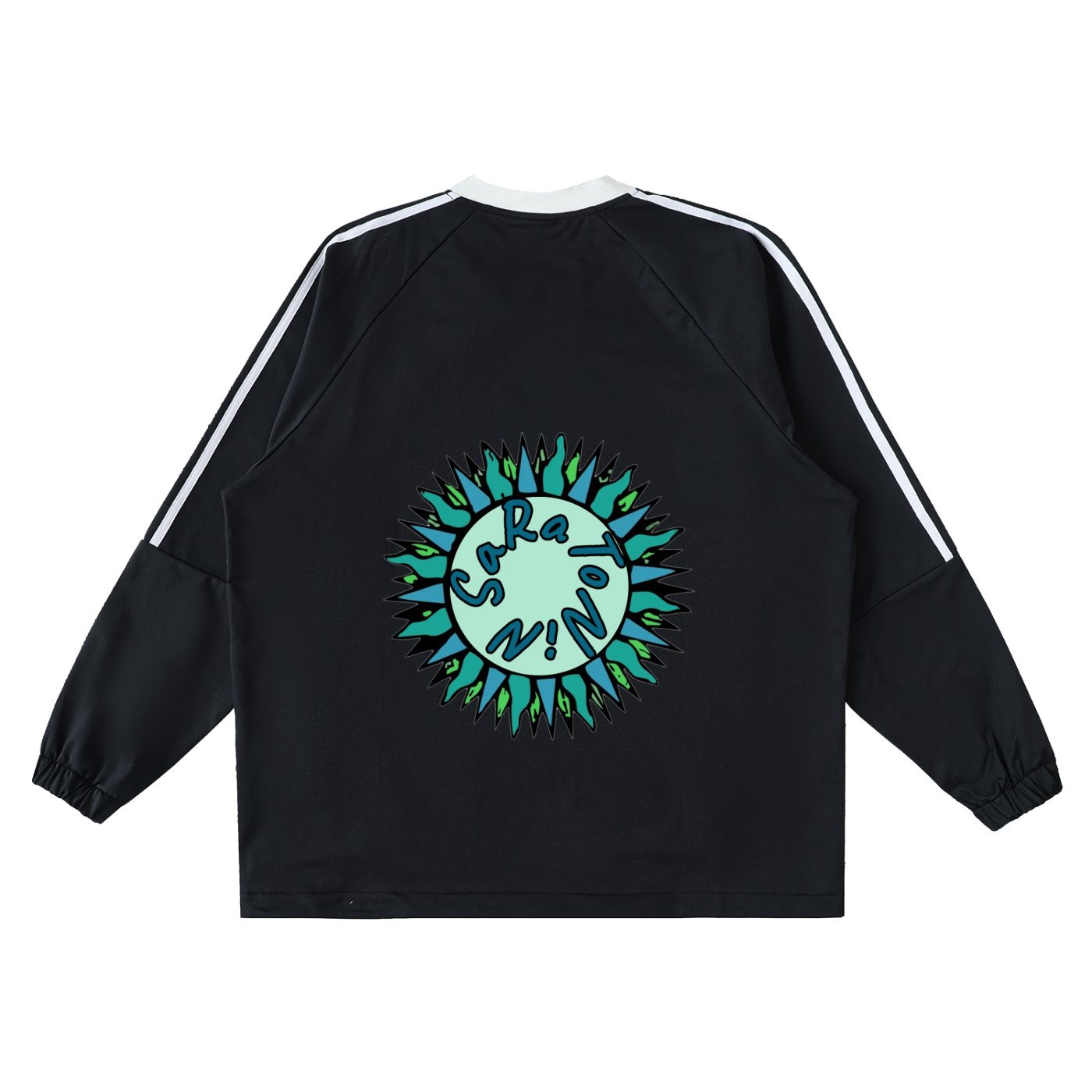 SaRaToNiN MiNt/bLuE Color-Block V-Neck Long-Sleeve Jersey
