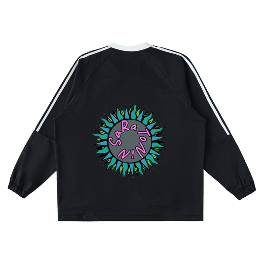 SaRaToNiN LiGhT gRaY/PiNk Color-Block V-Neck Long-Sleeve Jersey