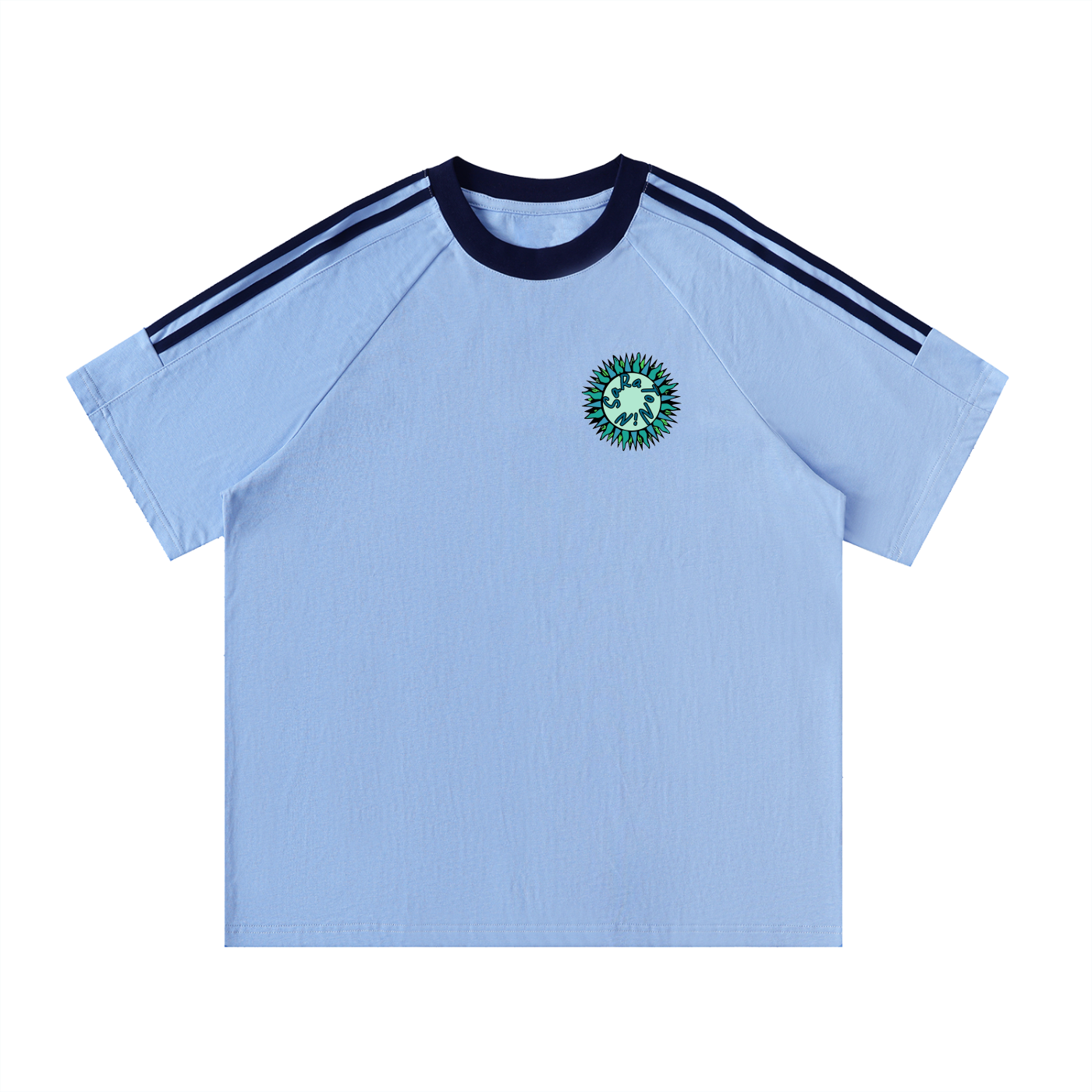 SaRaToNiN MiNt/LiGhT bLuE cReWNeCk Cotton T-Shirt