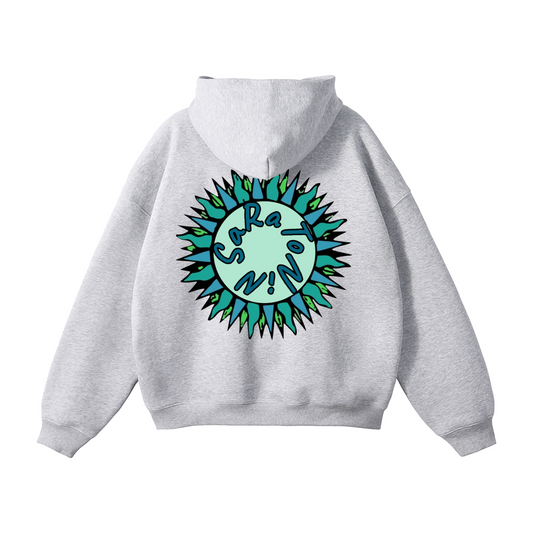 SaRaToNiN LiGhT gRaY/MiNt Oversized Fleeced Hoodie