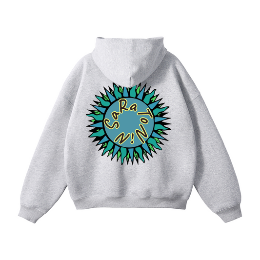 SaRaToNiN LiGhT gRay/BrOwN Oversized Fleeced Hoodie
