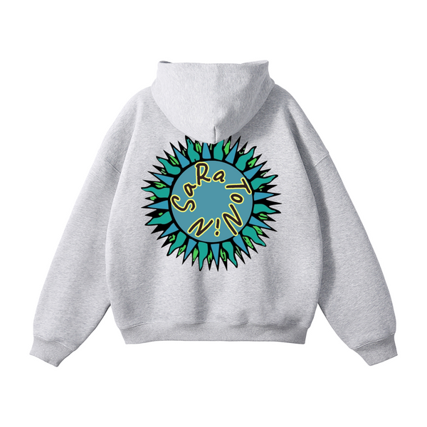 SaRaToNiN LiGhT gRay/BrOwN Oversized Fleeced Hoodie