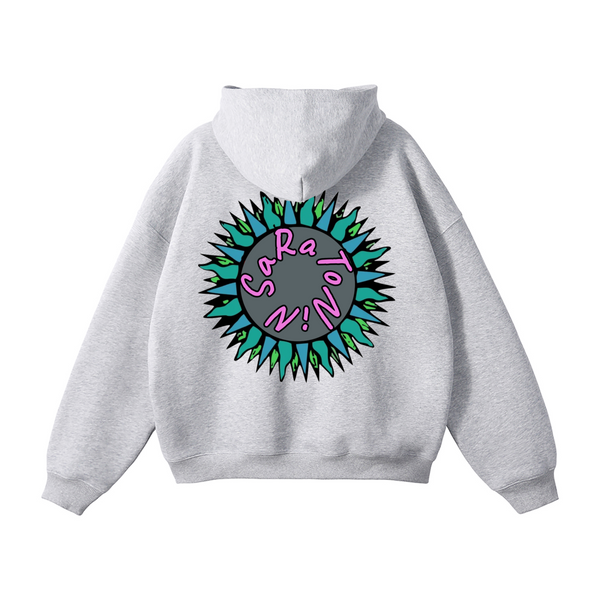 SaRaToNiN LiGhT gRaY/PiNk Oversized Fleeced Hoodie