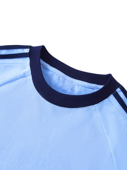 SaRaToNiN MiNt/LiGhT bLuE cReWNeCk Cotton T-Shirt